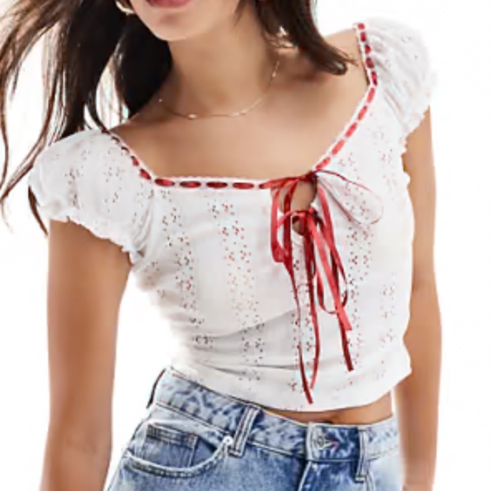 Milkmaid Top with Contrast Ribbons